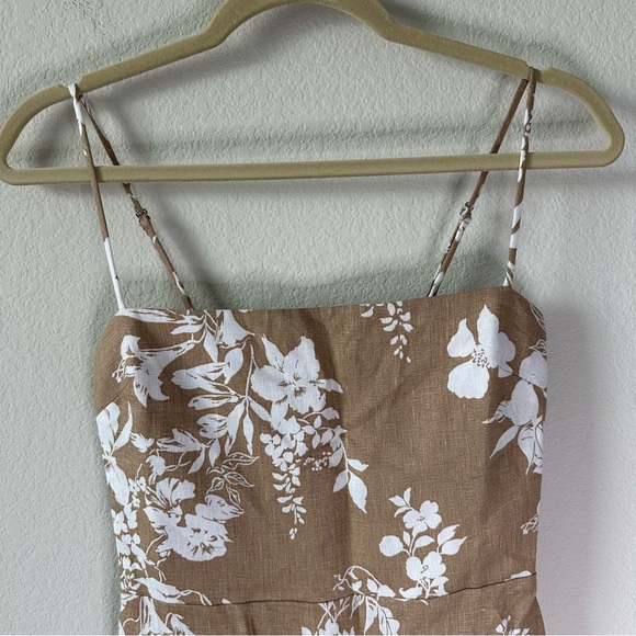 NWOT REFORMATION Frankie Floral Midi Linen Dress in Dune SZ US 2 - Picture 4 of 9
